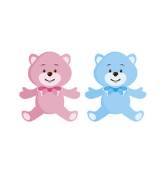 Teddy Bear Baby Cute Pink Blue Bow Icon Set