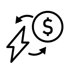 Black Line Icon Electricity Cost Or Profit