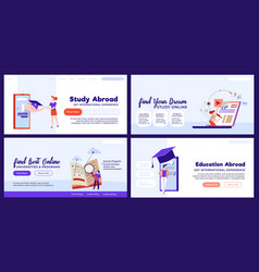 Web Banner Design Set For Online Education Promo