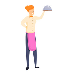 Woman Butler Icon Cartoon Style