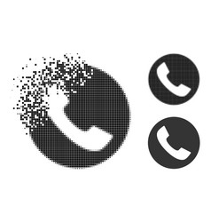 Dissolving Pixel Phone Icon With Halftone Version