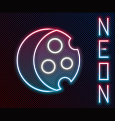 Glowing Neon Line Eclipse Of The Sun Icon Isolated