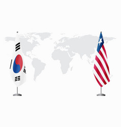 South Korea And Liberia Flags For Official Meeting