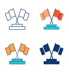 Two Flags On Stand Icon Set