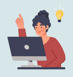 Woman With Idea At Computer