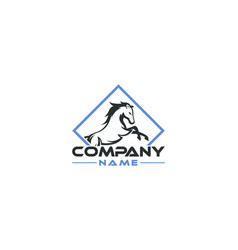 Jumping Horse Logo In Rectangle Shape