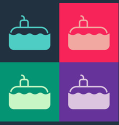 Pop Art Submarine Icon Isolated On Color