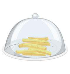 French Fry On Round Plate With Glass Cover