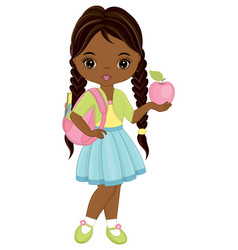 School Teen African American Girl With Rucksack