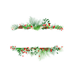 Watercolor Christmas Banner With Fir Branches