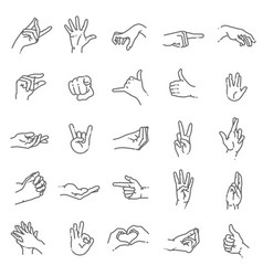 Thin line drawing black hands collection Vector Image