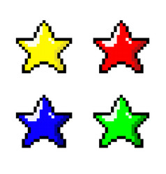 Pixel Art Style Yellow Re Blue Green Star