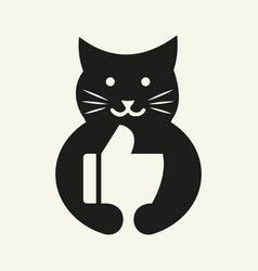 Cat Thumbs Up Logo Negative Space Concept