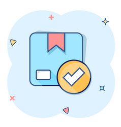 Shipping Box Check Icon In Comic Style Container