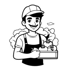 Farmer With Vegetables Cartoon Graphic Design