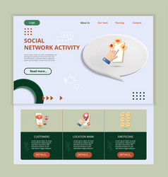 Social Network Activity Flat Landing Page Website