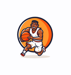 Basketball Player With Ball In Cartoon Style