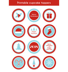 Christmas Printable Stickers Cupcake Toppers