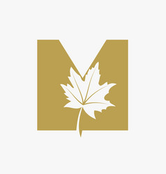 Letter M Maple Leaf Elegant Logo