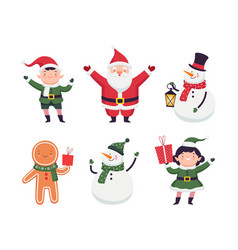 New Year Characters With Santa Claus Elf