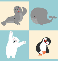 Cute Artic Animal Cartoon Set