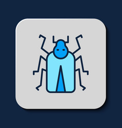 Filled Outline Beetle Bug Icon Isolated On Blue