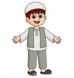 Happy Muslim Boy Cartoon Colored Clipart