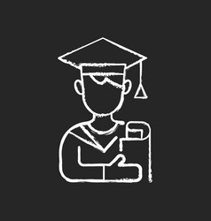 Male Student Chalk White Icon On Black Background