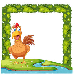 Cartoon Chicken Surrounded By Vibrant Greenery