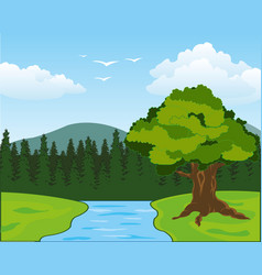 Colorful Year Landscape With River And Wood