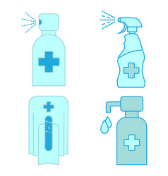 Hand Sanitizer Container Icon Set Washing Alcohol