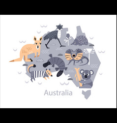 Map Of Cute Animals And Plants Of Australia