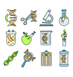 Dna Genetic Engineering Icons Set Color