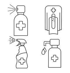 Hand Sanitizer Container Icon Set Washing Alcohol