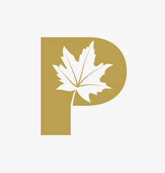 Letter P Maple Leaf Elegant Logo