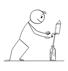 Person Lighting Firework Cartoon Stick Figure