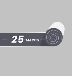 March 25 Calendar Icon Rolling Inside The Road