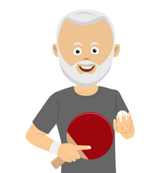 Senior Man Holding Ping Pong Racket And Ball