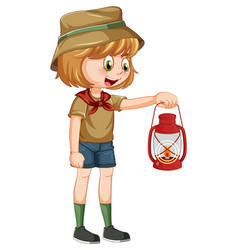 Camping Girl Holding Gas Lantern