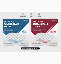 Car Rental Web Banner Template With Blue