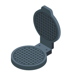 Round Waffle Maker Icon Isometric Iron Machine