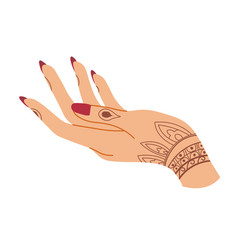 Hand With Manicured Nails And Henna Drawing Design