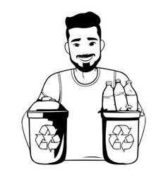 Man With Recycle Bin Recycling Concept