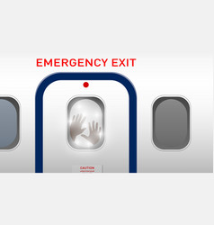 Passenger Hands In Airplane Emergency Exit Door