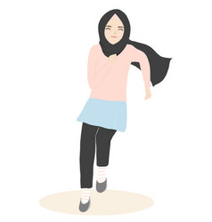 A Muslim Girl Is Running