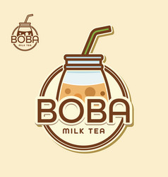 Bubble Milk Tea Fresh Drink Logo