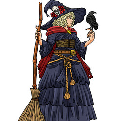 Halloween Witch And Broom Cartoon Colored Clipart