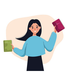 Happy Smiling Woman Holding Books Concept