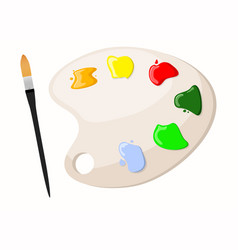 Palette With Multi-colored Paints