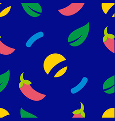 Blue Dark Background Vegetables Seamless Pattern